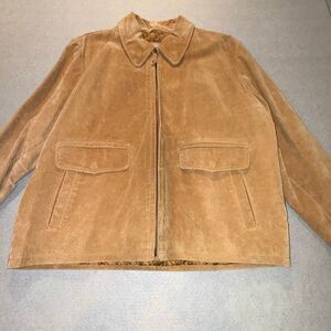 90s Vintage Tan Suede Leather Jacket Men’s XL | Quiet Luxury Transitional Americ